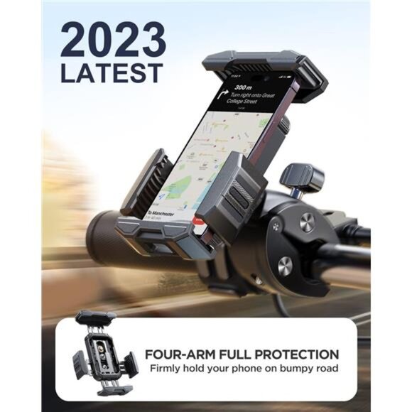 Motorcycle Phone Mount, Bike Phone HolderBicycle - 2023 Newest Security Clamp - Picture 2 of 7